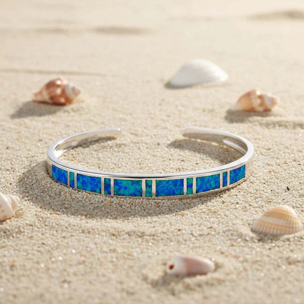 Opal Hawaii Square Shape Bracelet Plated Women's Trendy Cuff Bracelet Handmade Inlaid Opal for Anniversary Wholesale