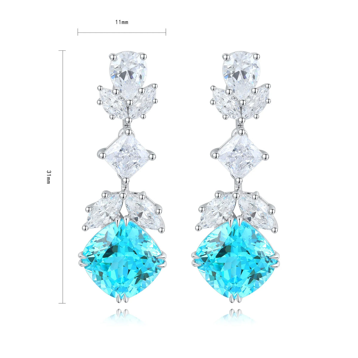 Gemfiori Anster High Quality S925 Lab Grown Paraiba Earring Stud Dainty Gemstone Stud Earrings for Women Daily Wear Gift
