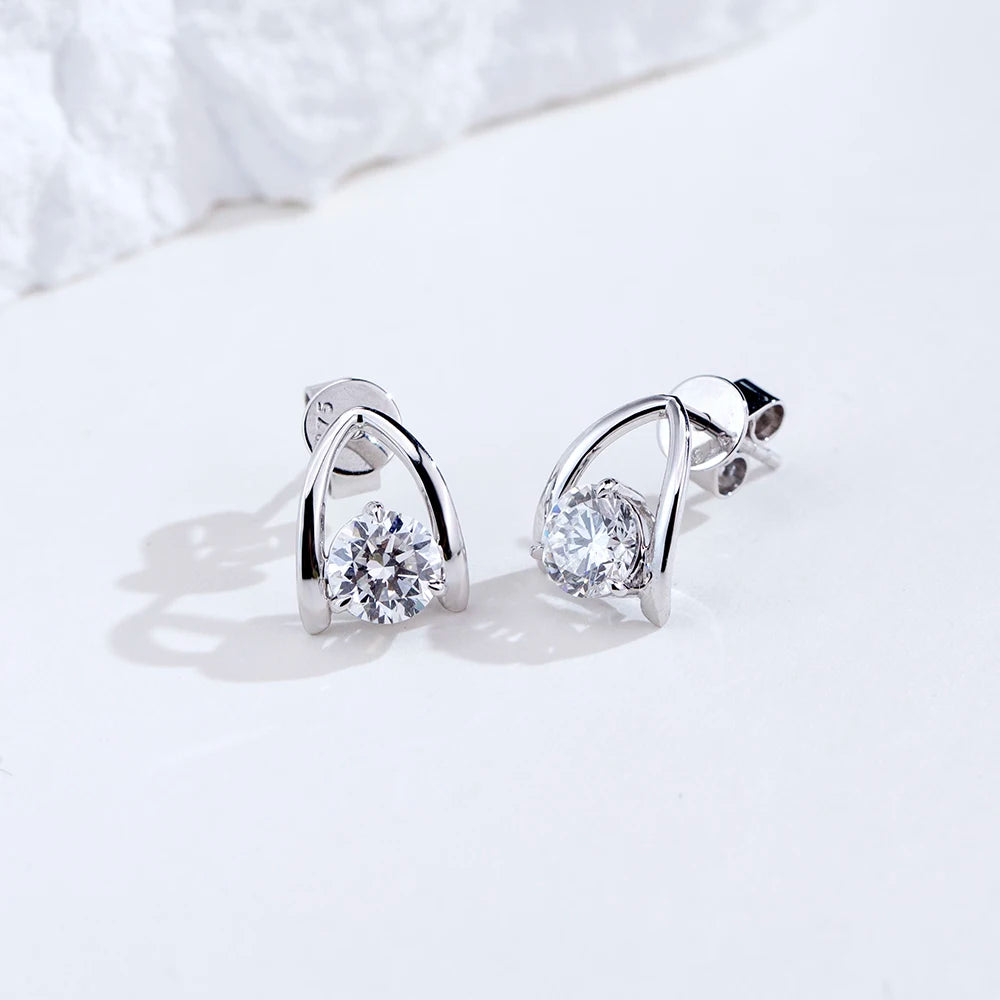 Gemfiori MSE-876 9K Gold With 5.5mm 6.5mm Loose Lab Grown Diamond Solitaire Earring Push Back Earrings Hop Sale Gold Jewelry