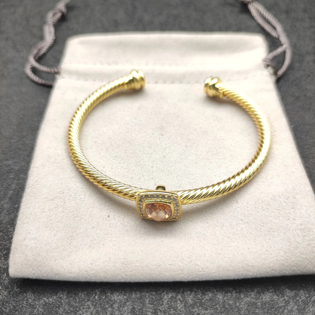 FASHIONISTA DY High-Quality Gold-Plated 4mm Square Diamond Bracelet, Fashionable Colored Diamond Bracelet, Jewelry
