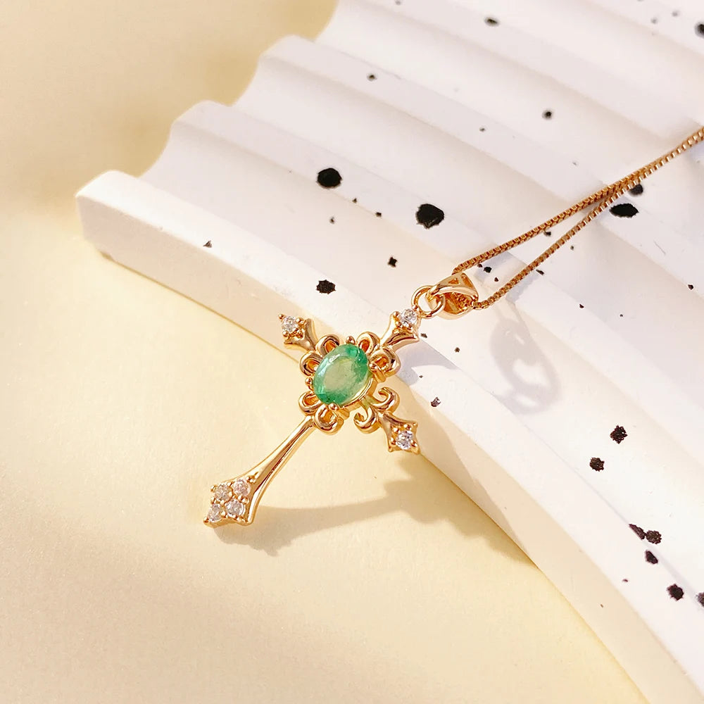 Gioiellieri Hot Popular Vintage 925 Silver Emerald Fashion Classic Style Rose Gold Plated China Oval Cut Pendant Gift