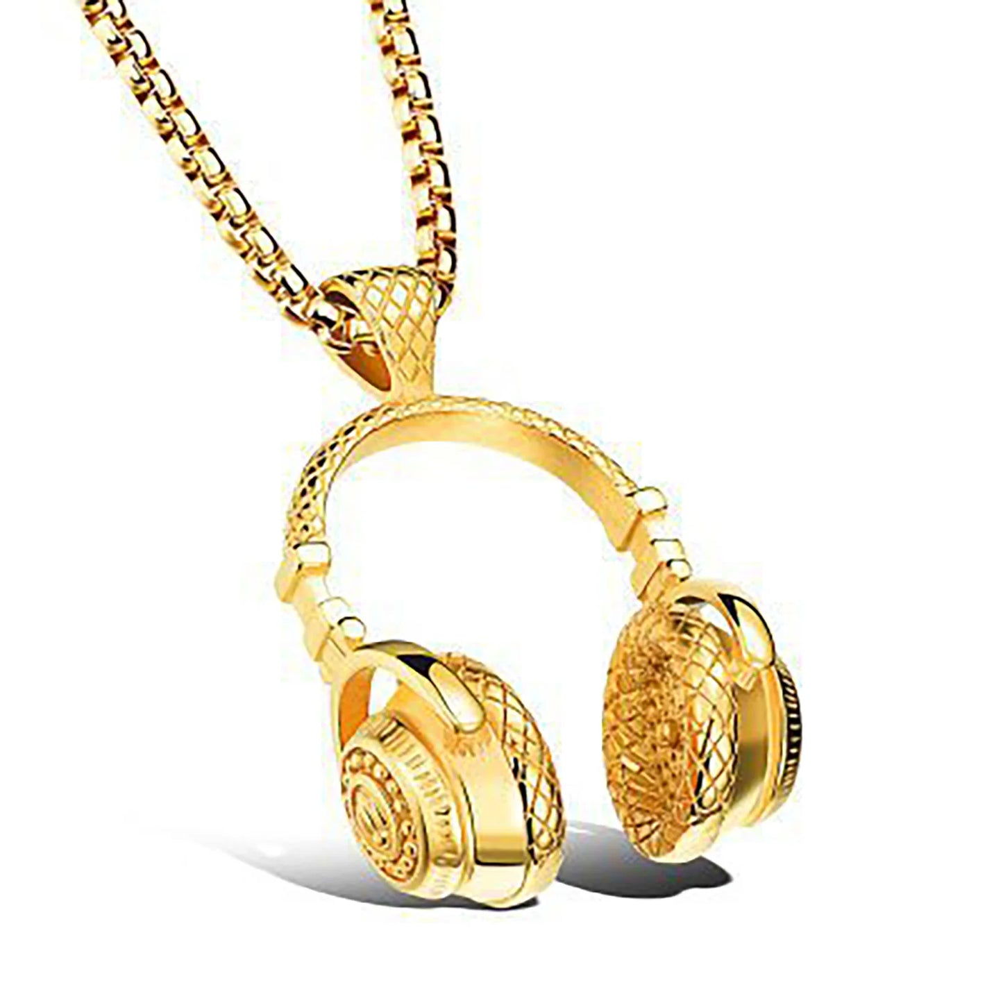 High Quality Custom Hip Hop Headset Design Jewelry Men's Stainless Steel Music Headset Dj Headphone Pendant Necklace