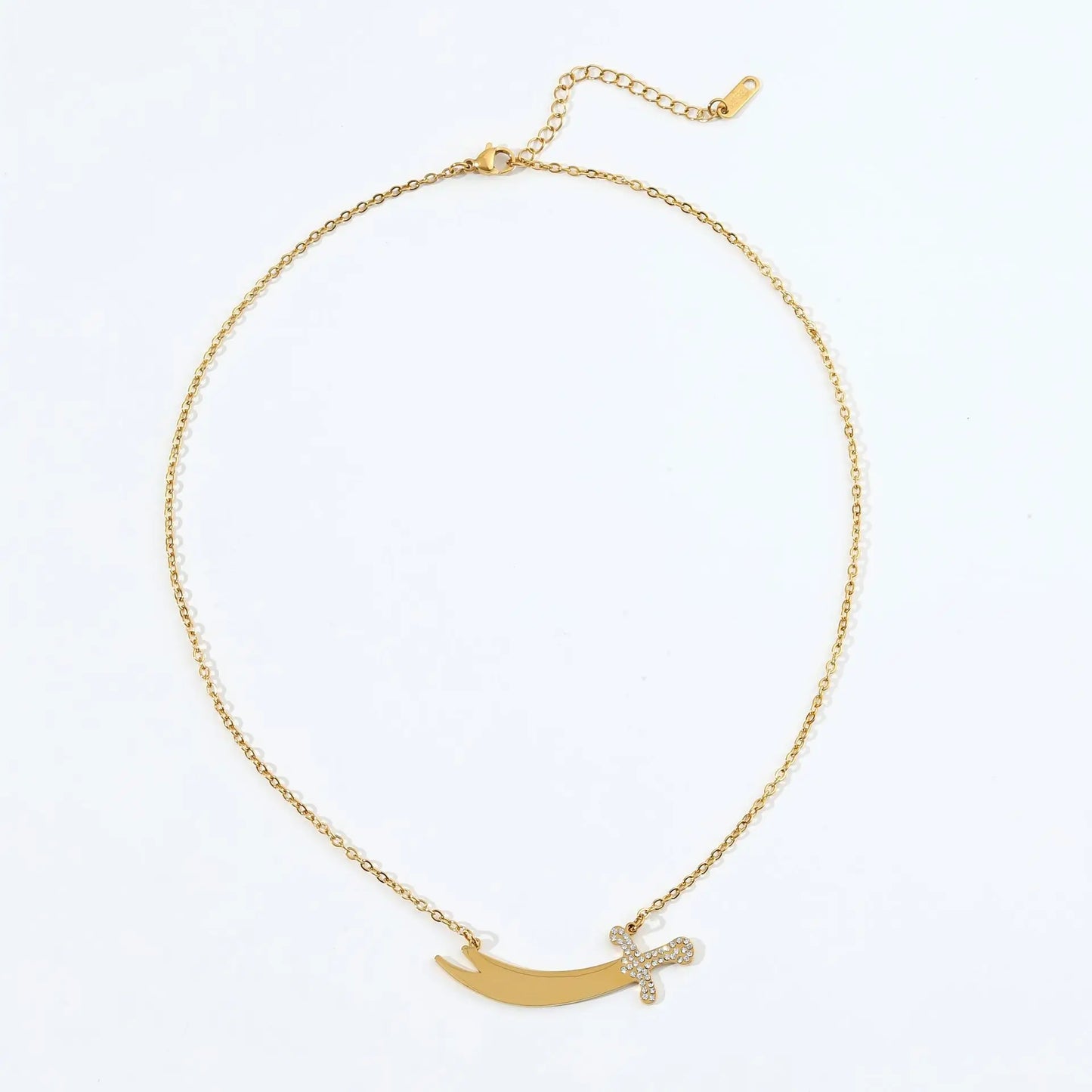 New Curved Sword Stainless Steel Electroplated Necklace Pendant for Women-Light Luxury High-End Exquisitely Crafted