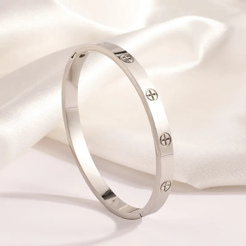 REBEL Stainless Inoxydable Stainless Steel 18K Gold Plated Roman Women Fashion Jewelry Bracelets Bangles