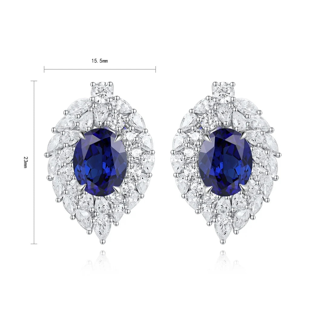 Gemfiori Anster High Quality S925 Lab Grown Sapphire Earring Stud Dainty Gemstone Stud Earrings for Women Daily Wear Gift