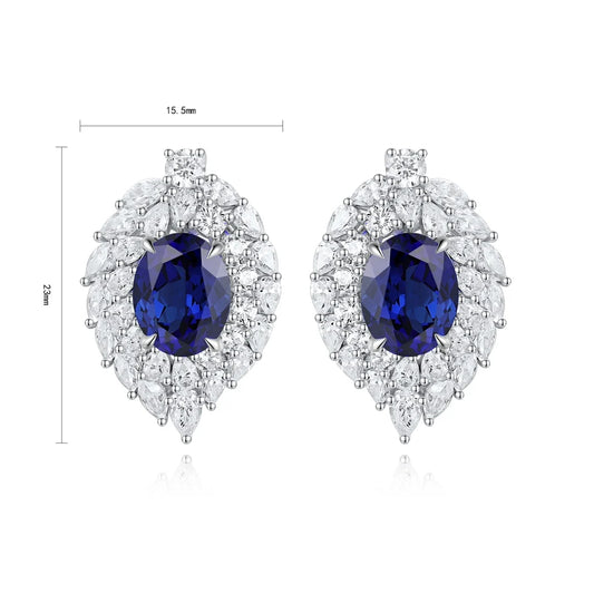 Gemfiori Anster High Quality S925 Lab Grown Sapphire Earring Stud Dainty Gemstone Stud Earrings for Women Daily Wear Gift