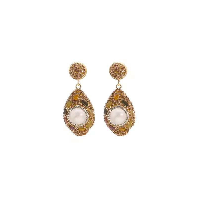 GLSEEVO Natural Freshwater Baroque Bordered Earrings Korean Style Women Luxury Jewelry Fashion Ladies and Girls Gift