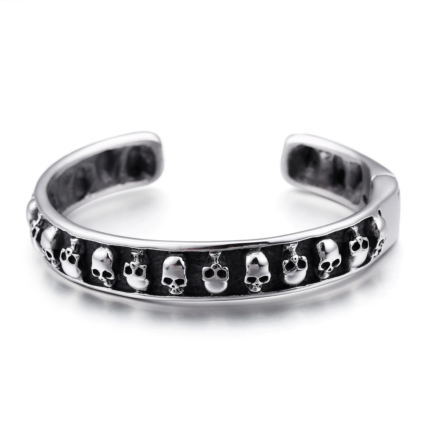 KALEN Stainless Steel Punk Skeleton Open Cuff Bangles Men