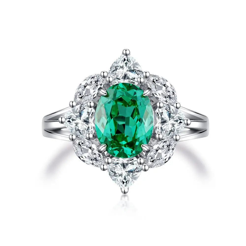 Wholesale 925 Sterling Silver Emerald 5A 8A Zirconia Ring Women Engagement Wedding Rings Custom Jewelry Manufacturing Supplies