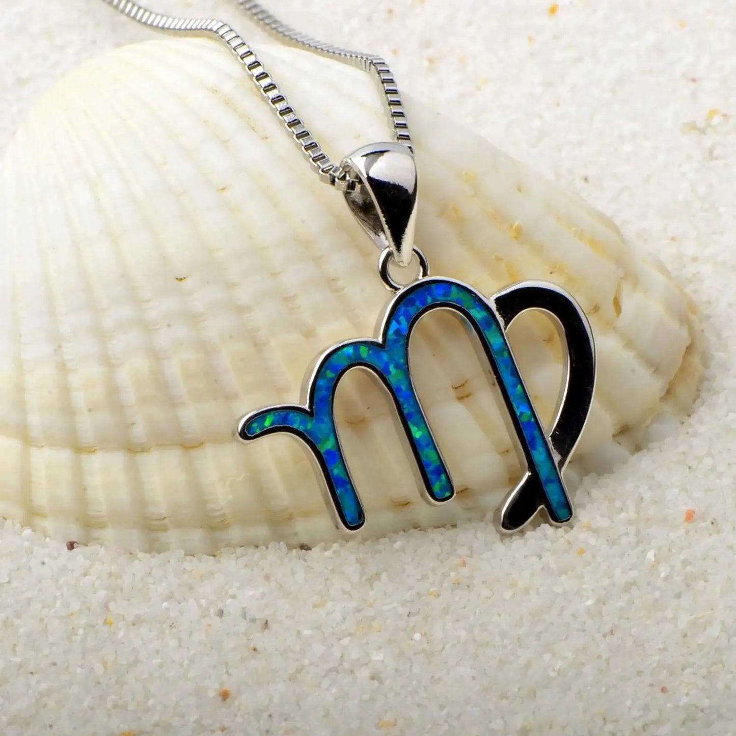Capricorn Zodiac Pendant - Blue Opal Inlaid Silver Plated Horoscope Jewelry for Women Wholesale