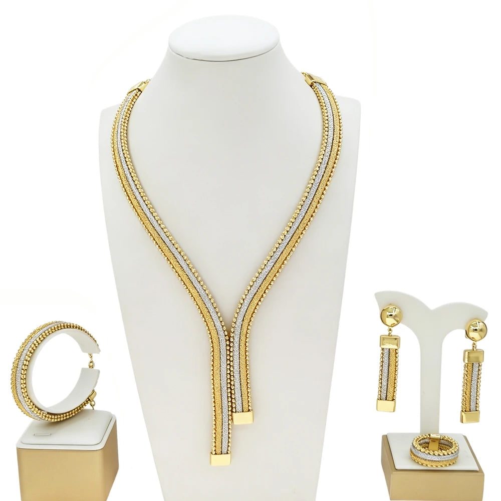 Italian Jewelry Set Alloy Brazilian Jewelry Sets Wedding Party Pendant Necklace Bracelet Ring Earrings Jewelry Set HS2602025