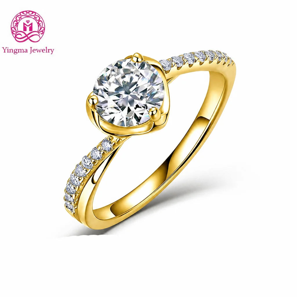Gemfiori Elegant Lab Grown Diamond Ring 1Carat D VVS1 Half Pavé Band 9K/10K/14K/18K/PT950 Real Gold Women Premium Fine Jewelry