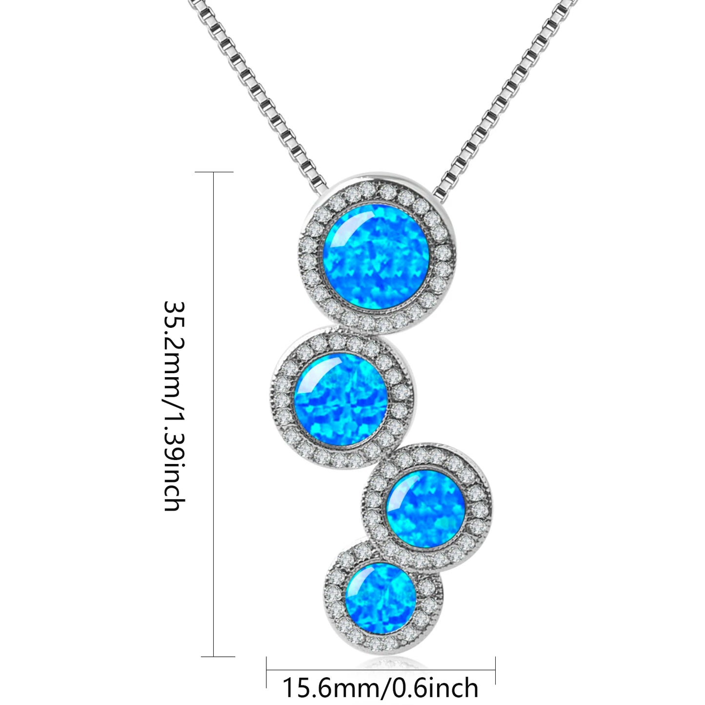 Geometric Christian Copper Alloy Silver Plated Box Chain Opal Lariat Necklace for Women-Gift Aobao