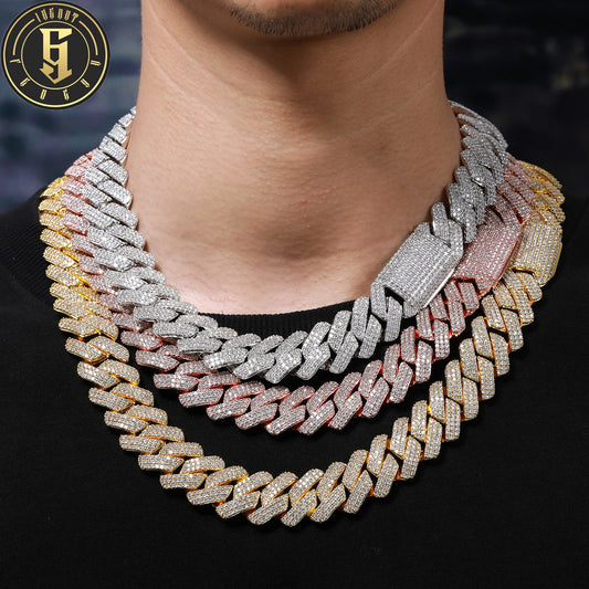 Fashion Mens Hip Hop Jewelry Gift Wholesale 20mm Gold Plated Brass 3 Rows AAAAA CZ Diamond Iced Out Cuban Link Chain Necklace