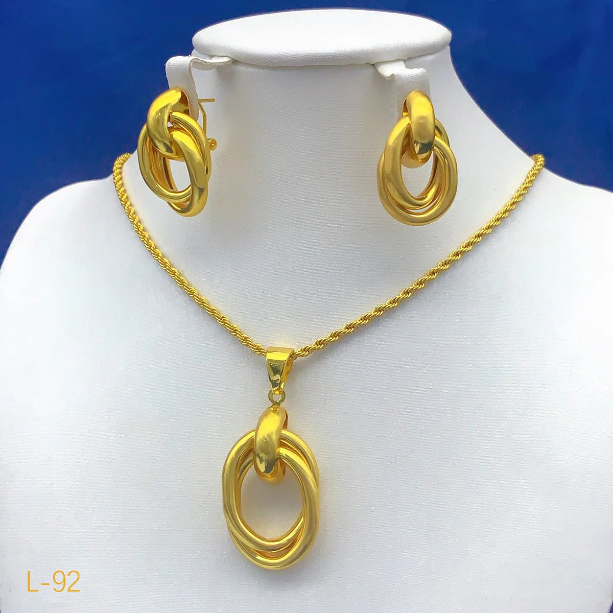 Dubai Bridal 24K Gold Plated Pendant Necklace & Earrings Set | Luxury Brass Jewellery | 15 Styles