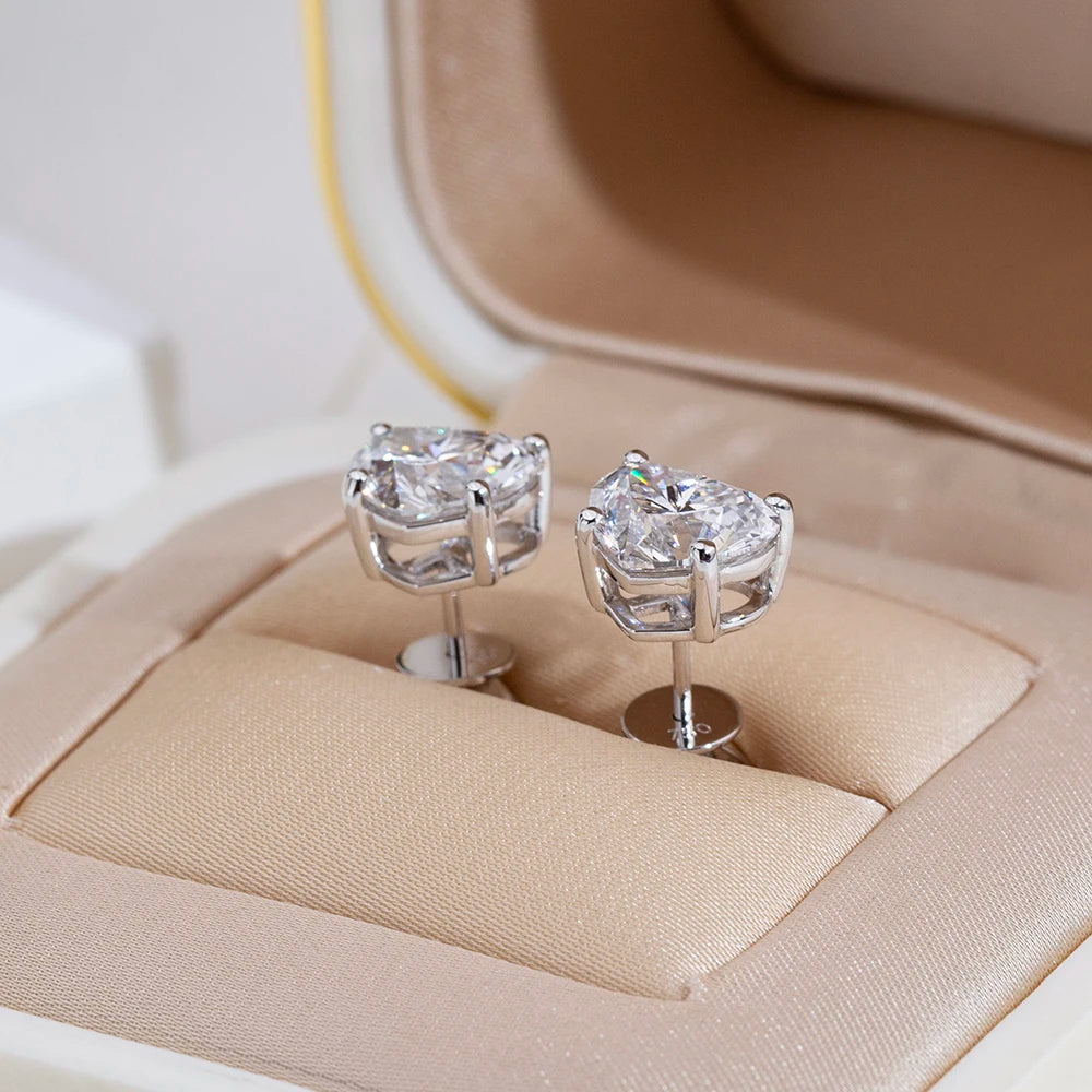 Gemfiori MSE-819 in 9K Gold Stock Fashion Jewelry Earring 1.1ct Heart E VVS2 Lab Diamonds IGI Party Gift Women's Earrings