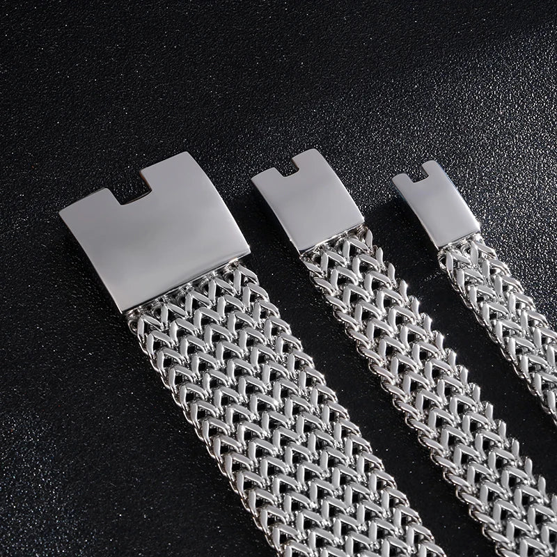KALEN Personality Tennis Mesh Chain Shiny Bracelets Men 316L Stainless Steel Jewelry Bracelet