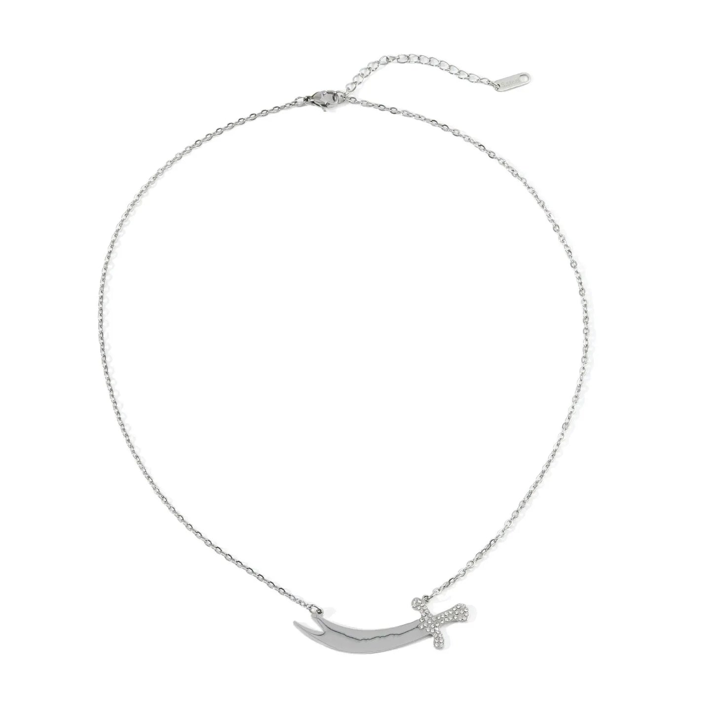 New Curved Sword Stainless Steel Electroplated Necklace Pendant for Women-Light Luxury High-End Exquisitely Crafted