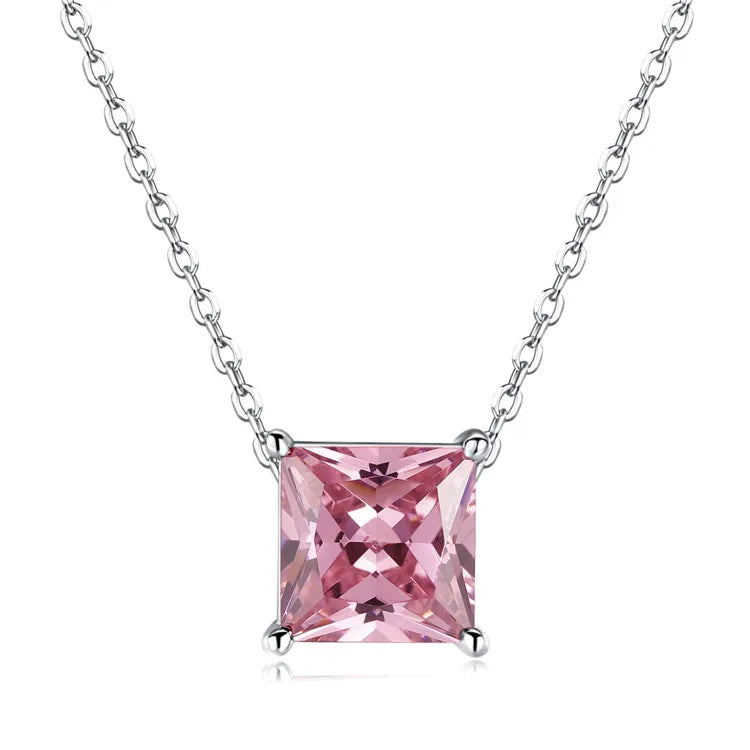 S&S 925 Silver CZ Birthstone Charm Pendant Necklace | Claw-Set Zirconia | 12 Styles