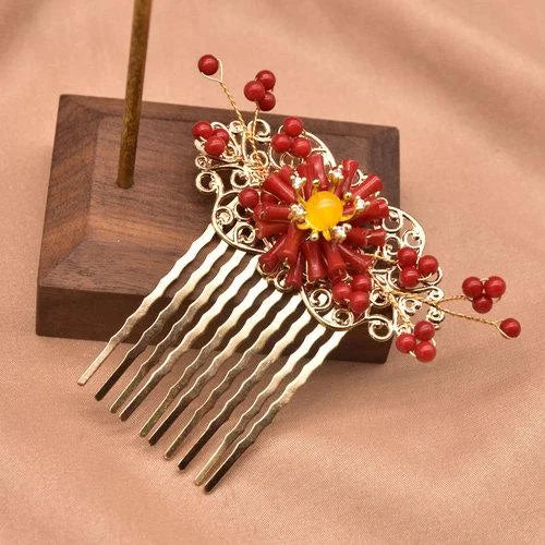 Red Coral Natural Pearls Fashion Accessories Set Fine Woman Ring Earrings Necklace Luxury Customized Jewelry Wedding