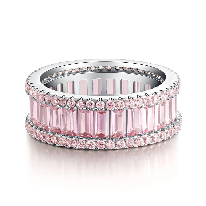 Wholesale Waterproof 5A 8A Pink Cubic Zirconia Rings 925 Sterling Silver OEM ODM Custom Factory Direct Ring Jewelry Manufacturer