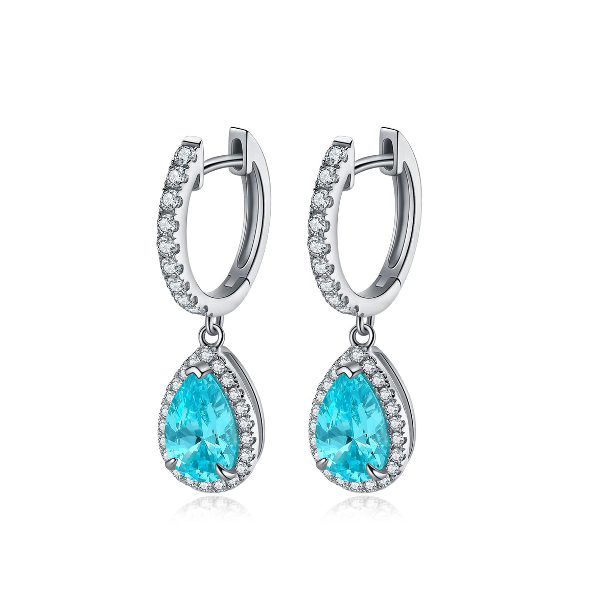 Gemfiori China Factory New Design PearStyle Colored Gemstone Cultivated Paraba Earrings