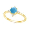 Gemfiori Abiding Classic Design 925 Silver Yellow Gold Plated Turquoise Rings Stacking Synthetic Gemstone Turquoise Ring in Stock