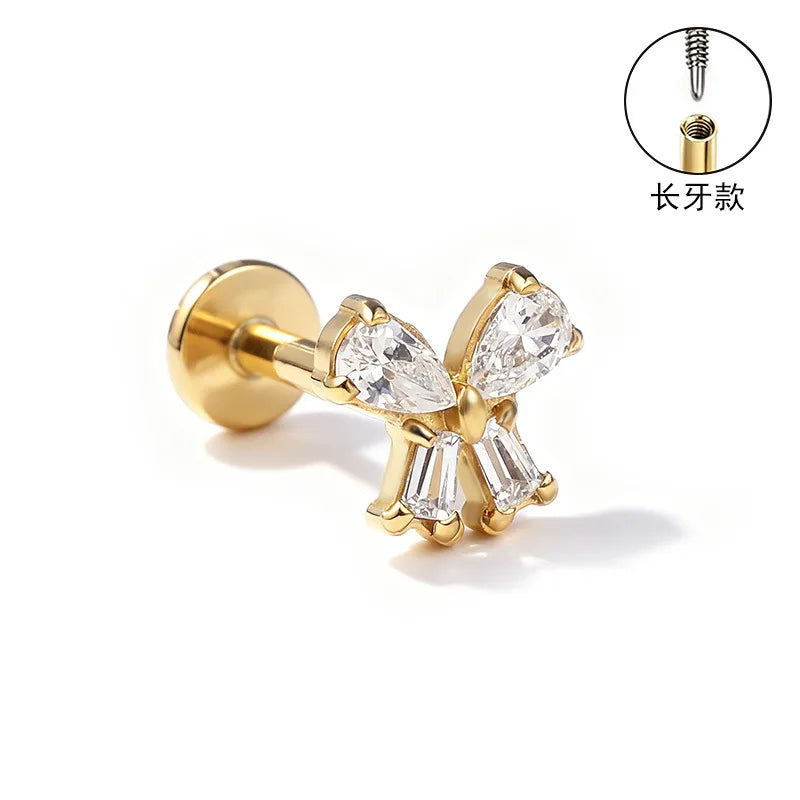 S&S ASTM F136 Titanium Zircon Helix Cartilage Stud | Gold | 31 Designs
