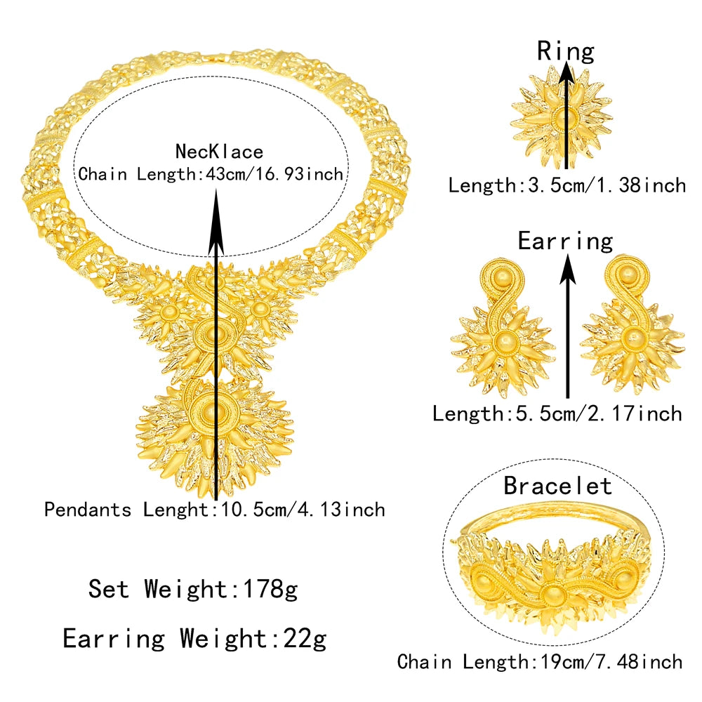 Zhuerrui's Latest Luxurious Gold-plated Jewelry Four-piece Set, Exquisite and Textured Designer Jewelry, African Wedding Gift