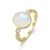 ArtistA Abiding 925 Sterling Silver Round Oval Pear Milky Blue Moonstone Rings Cluster Halo Engagement Ring Stackable Band for Women