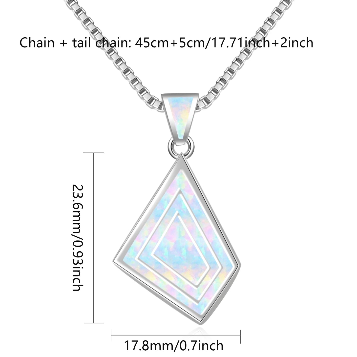 Nested Diamond Pendant Necklace Aobao Opal Inlaid Geometric Fashion Jewelry