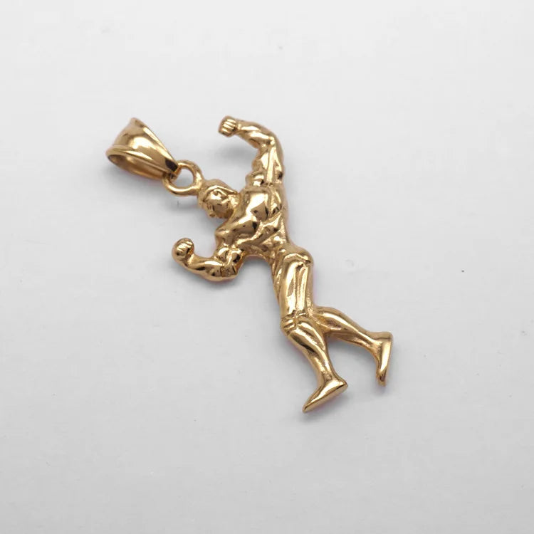 Hip Hop Fitness Muscle Male Styling Waterproof Anti Non Tarnish Stainless Steel Jewelry Pendant Necklaces for Male Men Wholesale