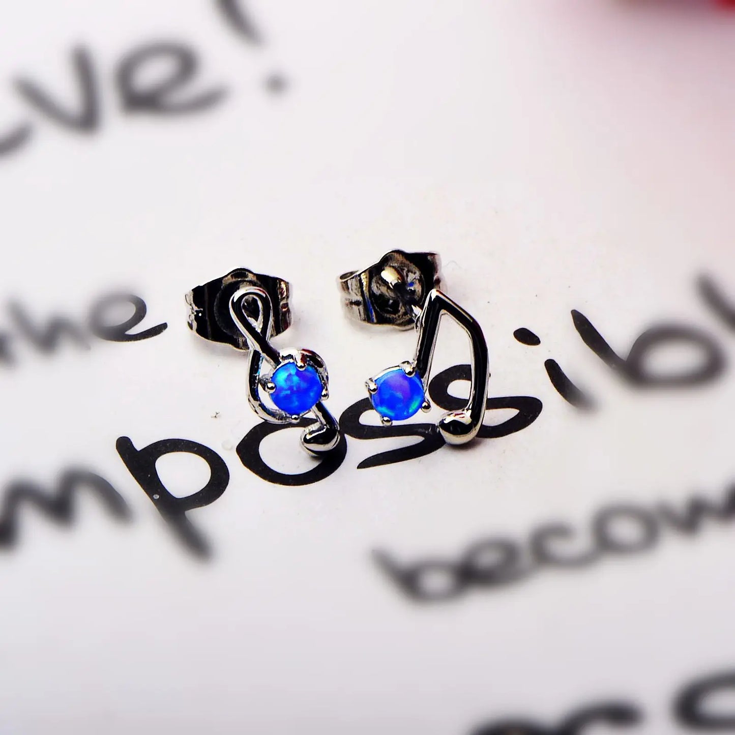 Blue Aobao Opal Music Note Earrings Hawaiian Ocean Vibes TikTok IG Viral Opal Jewelry