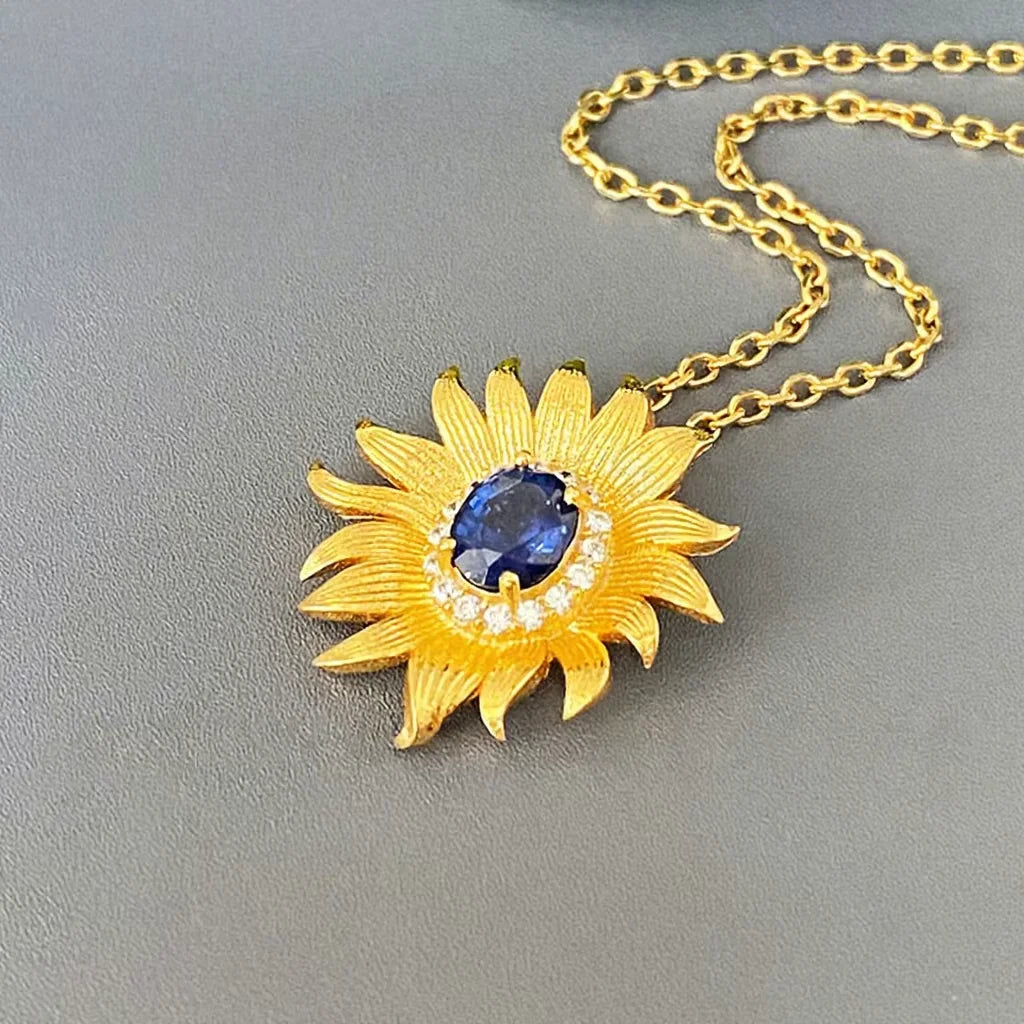 Gioiellieri New Design Rose Gold Plated Natural Fancy Colored Sapphire Fashion 925 Sterling Silver Fine Jewelry Engagement Pendant Necklace