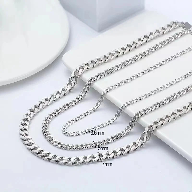S&S 925 Sterling Silver Diamond Cut Cuban Chain Necklace | 10 Widths × 5 Lengths