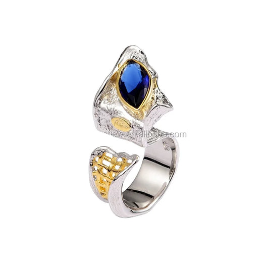 Bangkok Fashion 925 Sterling Silver Gold Plated Ring Jewelry