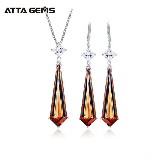 Color Change Zultanit Jewelry Sets 925 Sterling Silver Created Diaspore Pendant Earring Gemstone Jewelry for Women's Luxury