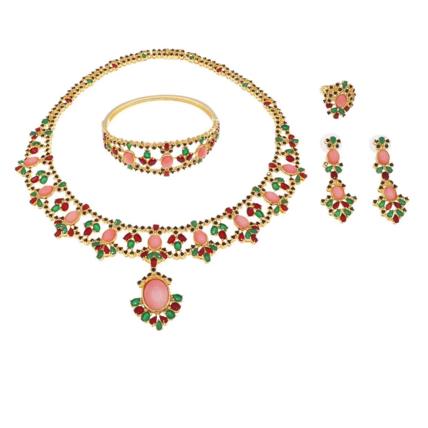 Zhuerrui Luxury Cubic Zirconia Jewelry Sets 5A Top Diamond Electroplated 4 Layers Thickened Gold Pebbles Jewelry Set HZ23072191
