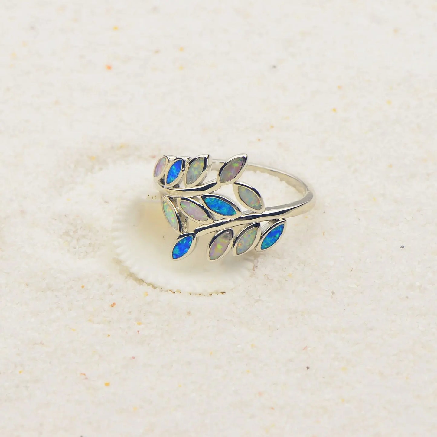 Ring | Iridescent Gem Inlay Band | Modern Silver/Gold Plated Women's Trendy Fashion Jewelry