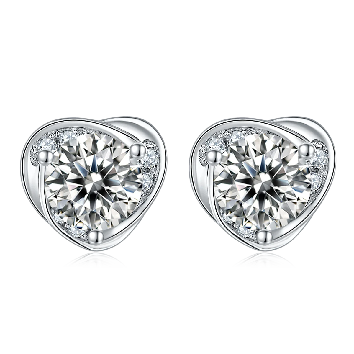 REDheart KRKC Luxury Moissanite Heart Pendant Stud Earrings and Necklace Fine Jewelry 925 Silver Women Jewelry Set