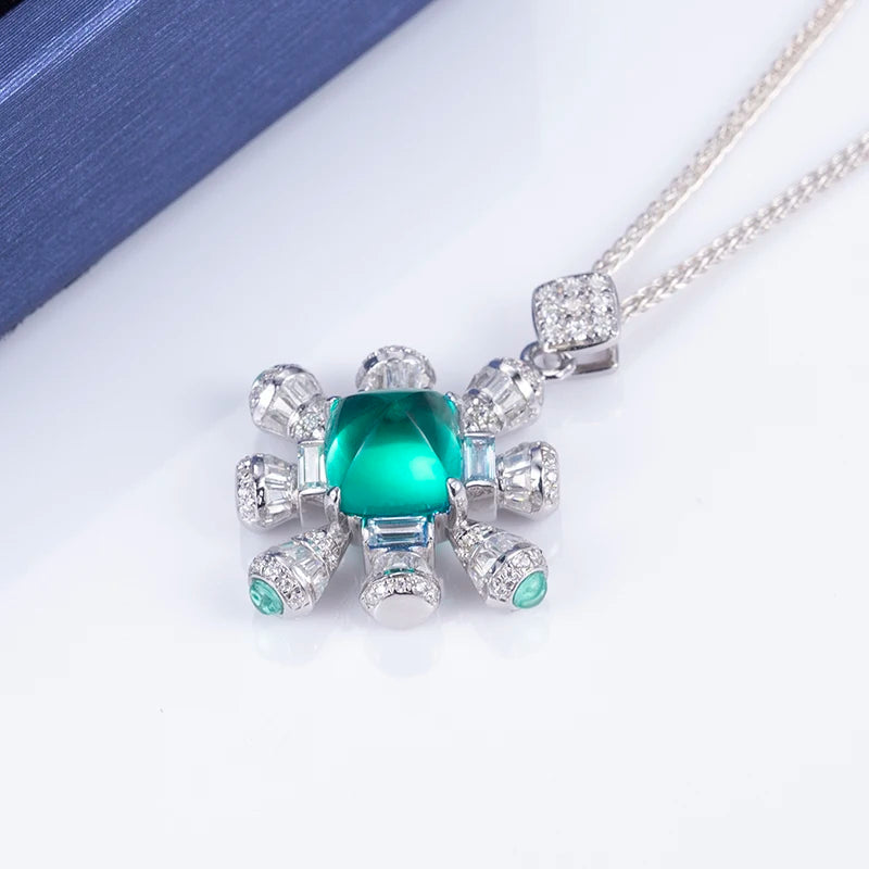 Messi Jewelry  925sliver Moissanite  Lab Emerald Pendant Best  Birthday Gift for Women