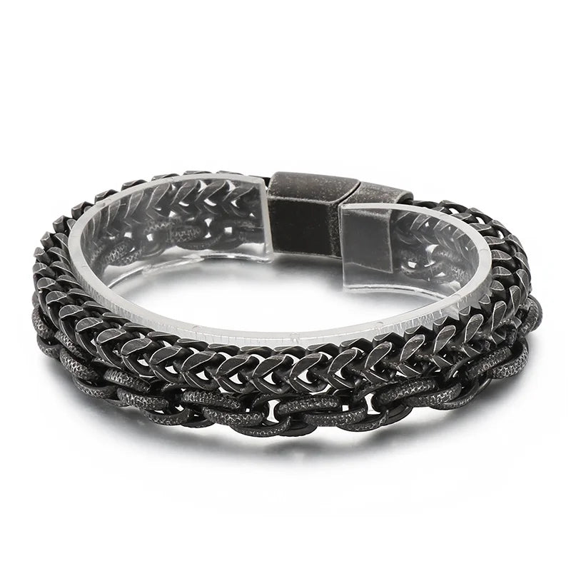 KALEN Stainless Steel Hand Chain Bracelet Retro Chains Bracelets Link Bangle