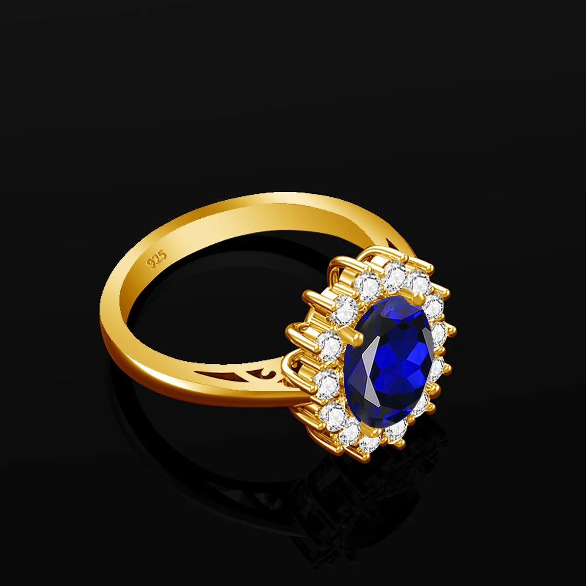 ArtistA Shiny Sunflower Sapphire Pendant Earrings Ring 925 Silver Bride Women Gold Plated Jewelry Set Manufacture