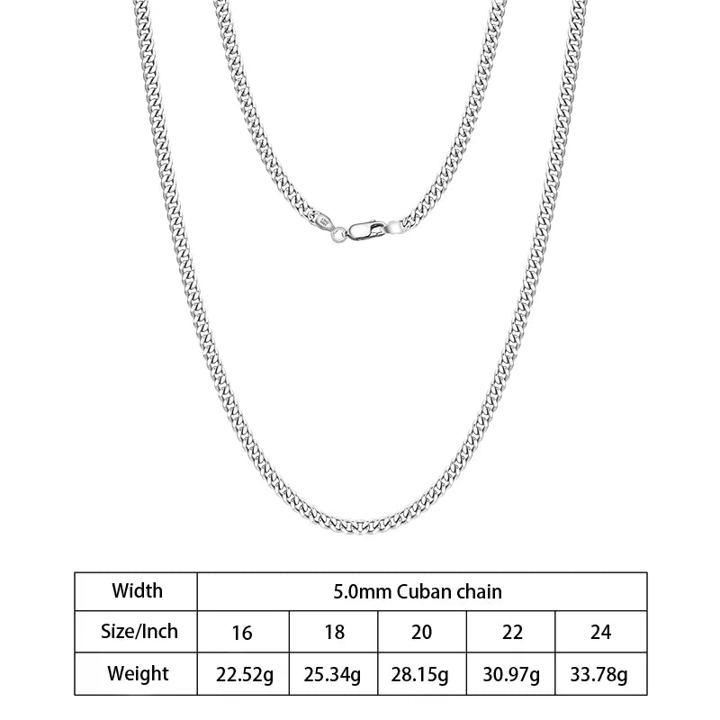 S&S 925 Sterling Silver Diamond Cut Cuban Chain Necklace | 10 Widths × 5 Lengths