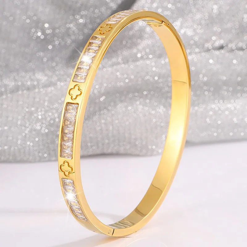 REBEL Stainless Inoxydable Stainless Steel 18K Gold Plated Roman Women Fashion Jewelry Bracelets Bangles