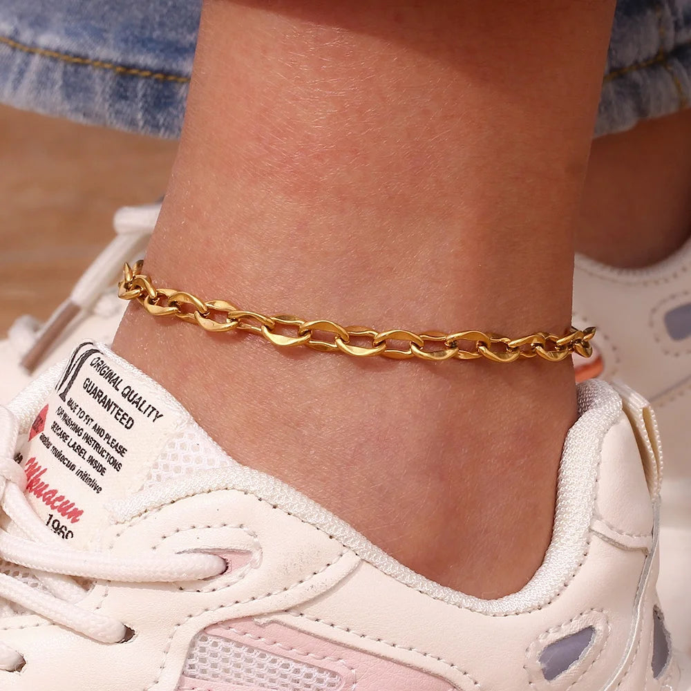Dreamshow Jewelry Anklet Set Fresh Water Pearl 18k Gold Plated Stainless Steel Anklets for Women
