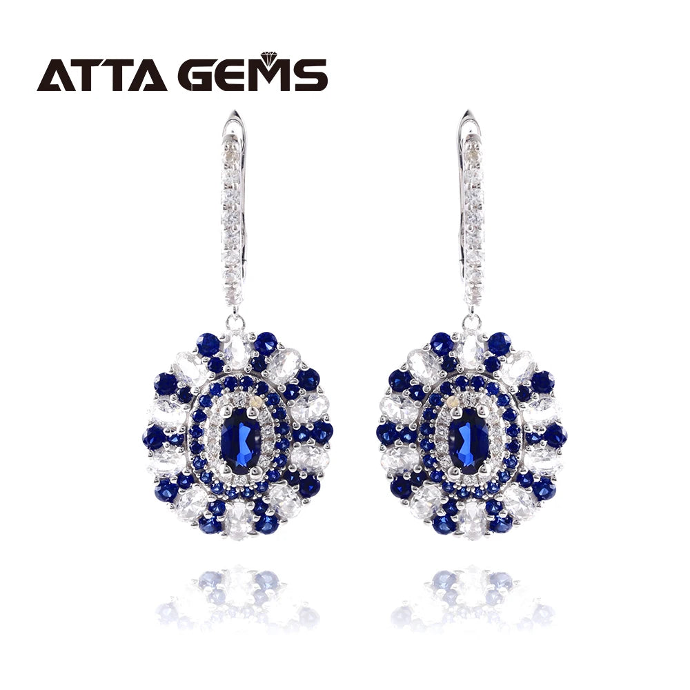 Blue Sapphire 925 Silver 2.8 Grams Solitaire Sri Lanka Oval Cut 7*5mm Created Blue Sapphire Halo Eye Pendant Necklace