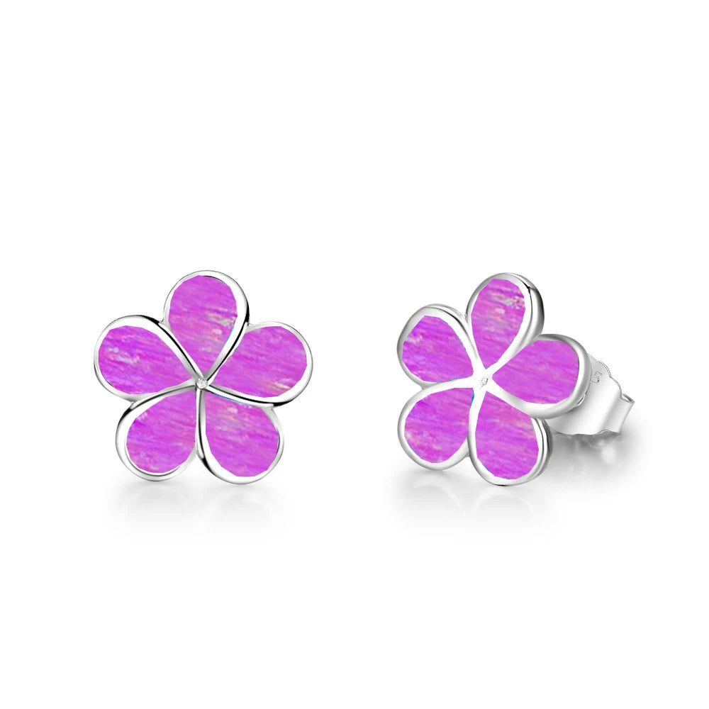 Jewelry for Women Bohemian Plant Floral Cluster Silver Plated  Opal Stud Earrings