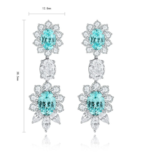 Gemfiori Anster High Quality S925 Lab Grown Paraiba Earring Stud Dainty Gemstone Stud Earrings for Women Daily Wear Gift