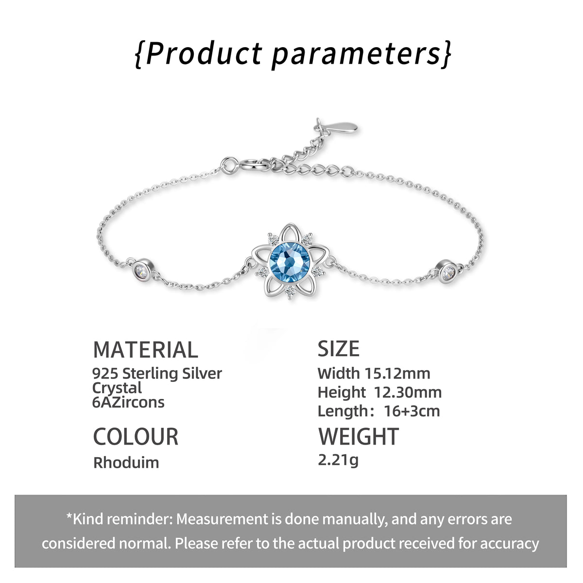 S&S Blue Crystal Star 925 Silver Jewellery Set | Rhodium Plated Necklace, Earrings, Bracelet & Ring | S&S Collection